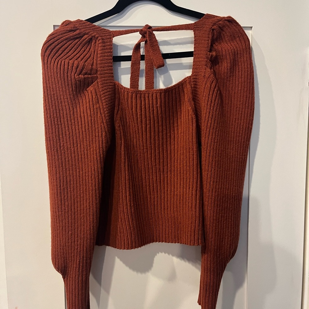 Deep orange cropped sweater/blouse